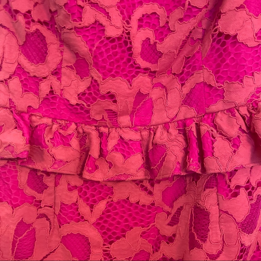 Lilly Pulitzer Kiri Dress Lace Peplum Sleeveless Mambo Pink - Picture 7 of 8